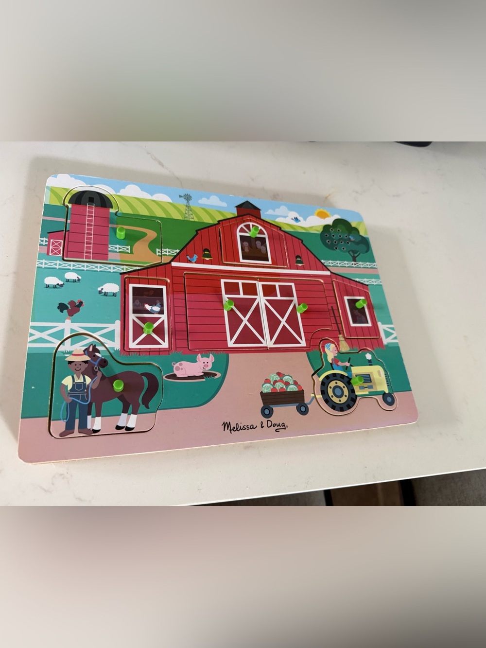 Melissa & Doug Red Barn Farm Wooden Peg Puzzle